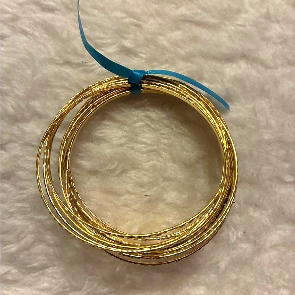 13 Gold Bangle Bracelet set + 1 copper tone